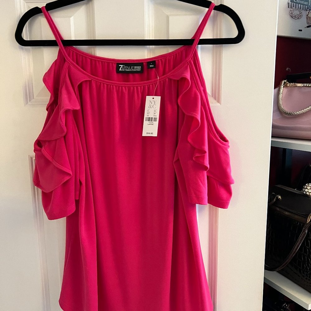 NWT NEW YORK & COMPANY PINK BLOUSE SIZE LARGE
